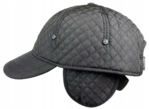 Mes černá Pánská zimní baseballová čepice s kšiltem, prošívaný ortalion, náušník 56-58