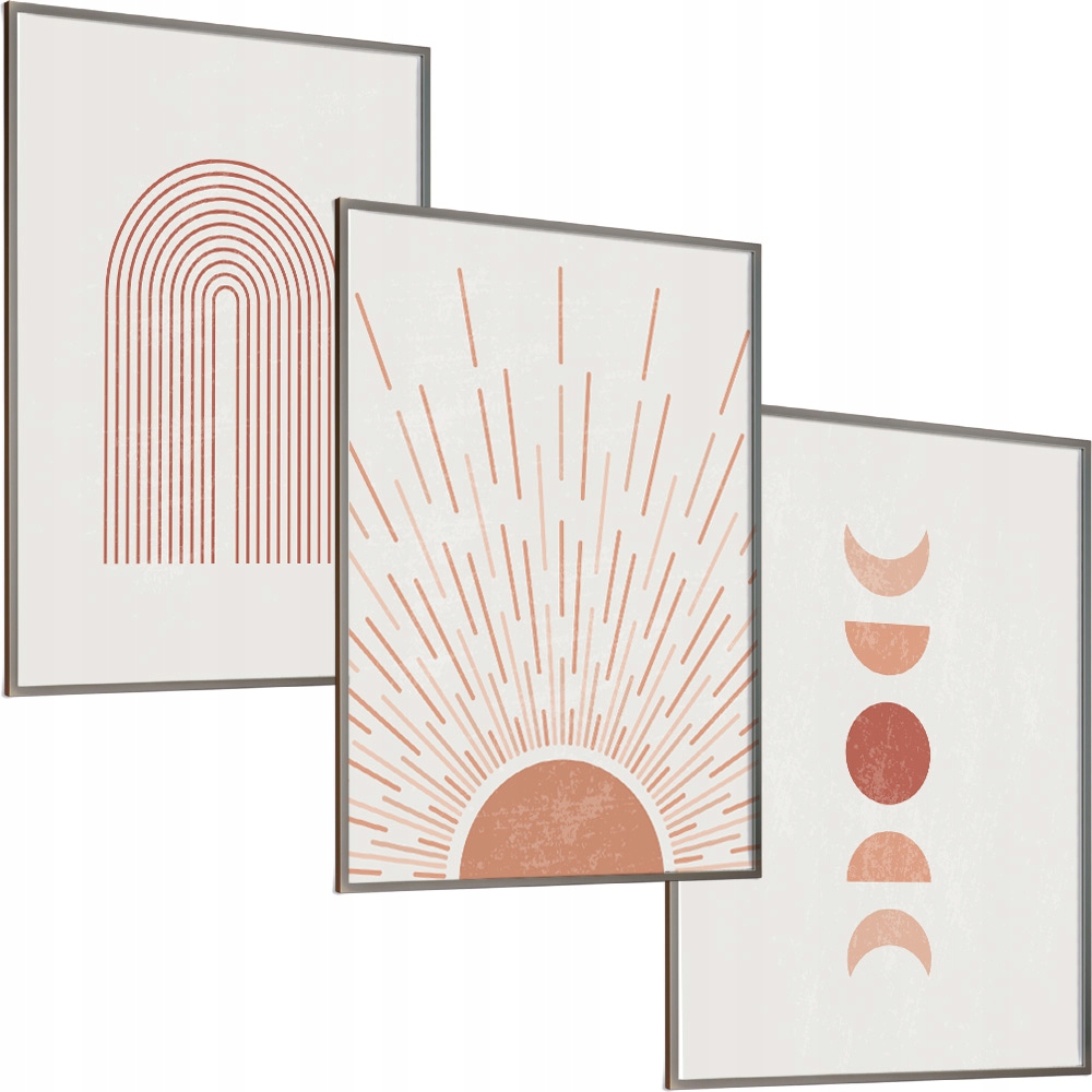 ZESTAW 3x PLAKAT 40x50 Boho Abstrakcja Geometryczna Obraz bez ramy