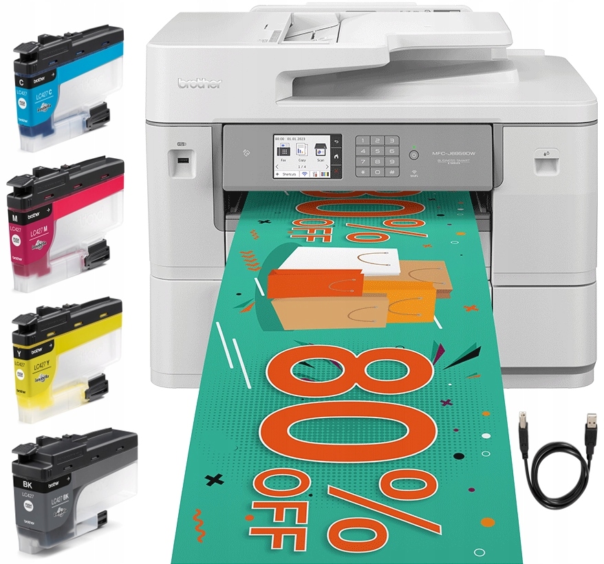 Urządzenie wielof. A3 kolor Brother MFC-J6959DW, WiFi, duplex, druk banerów