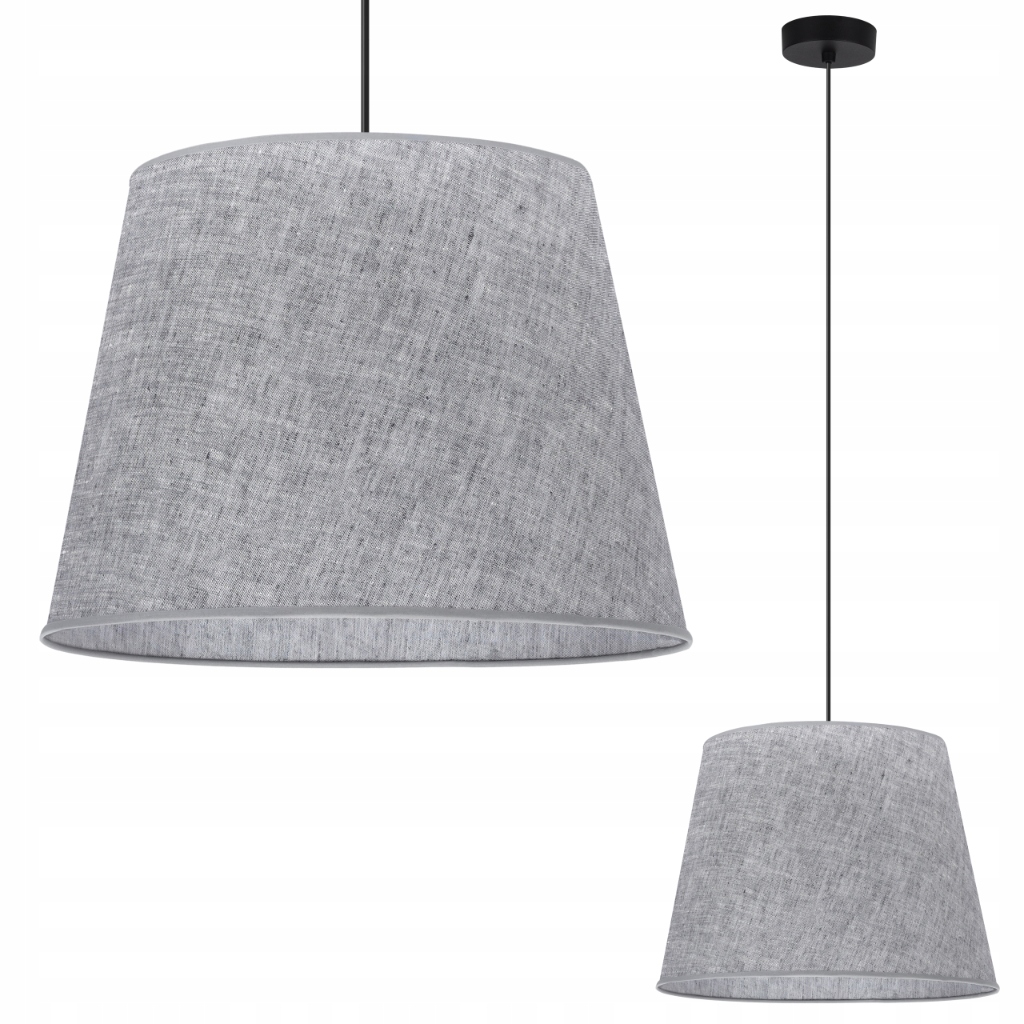 Závěsné Stropní Svítidlo Lustr Do Kuchyně Jídelny, Šedé Lněné Stínidlo, 38 CM