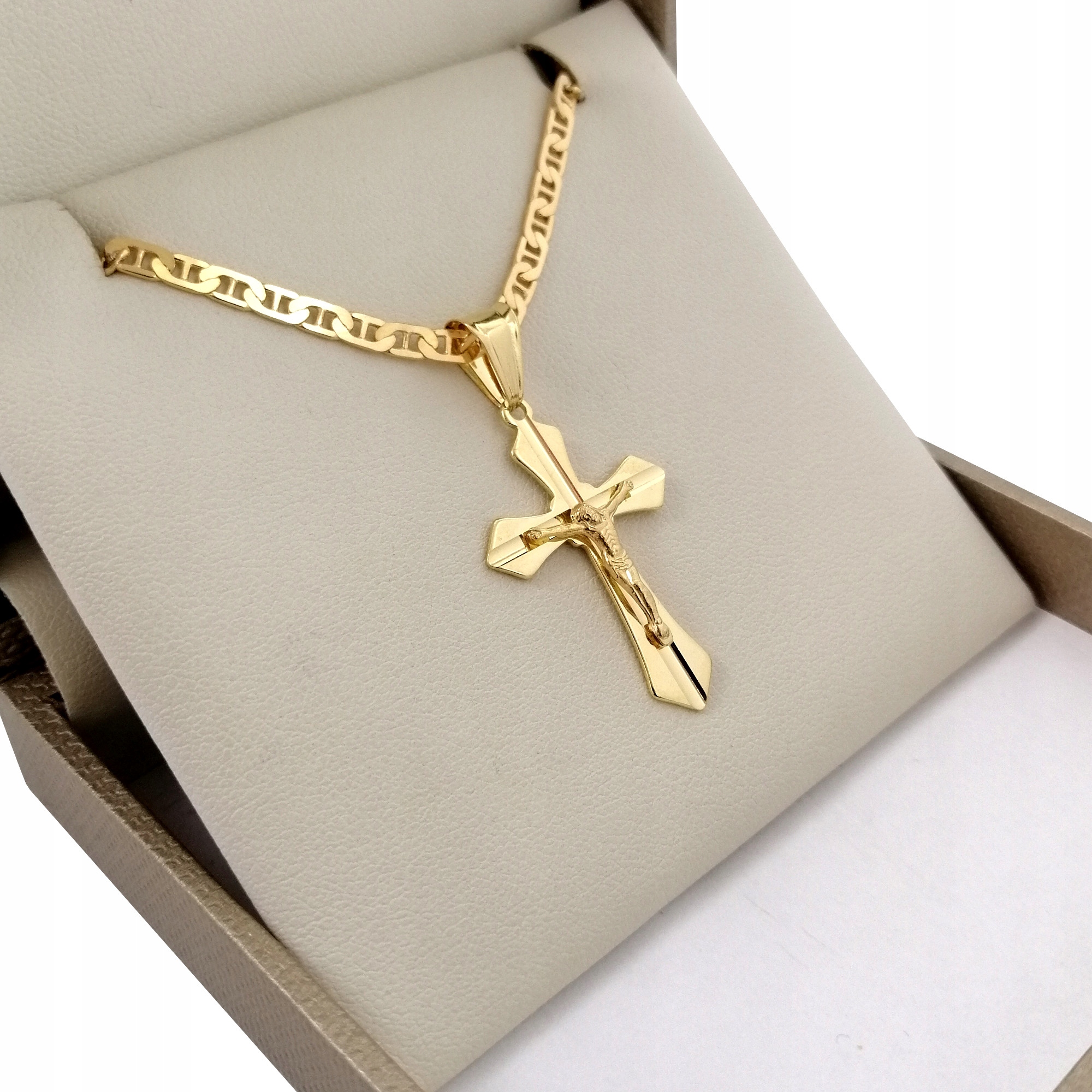 ZŁOTY NASZYJNIK Z KRZYŻYKIEM DLA CHŁOPCA KOMUNIA Stan opakowania oryginalne