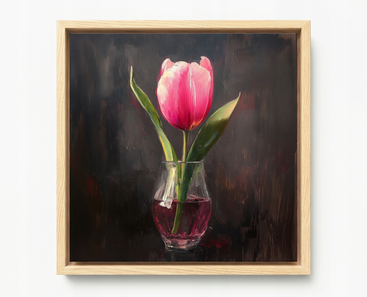 Obraz Rám American Box Olej Dekorácia Príroda Kvetina Ružová Tulipán 60x60