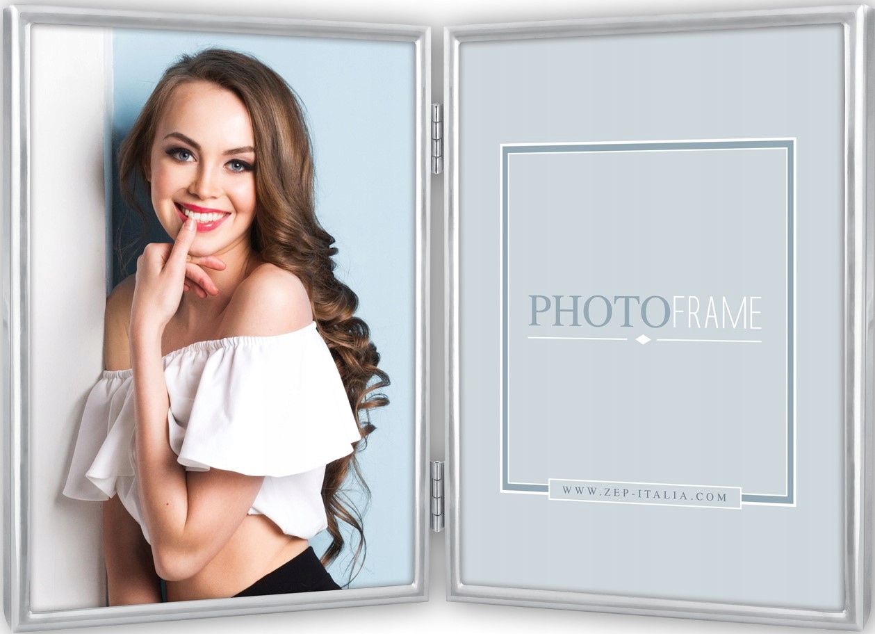 

Ramka podwójna stojąca na zawiasach 10x15 srebrna