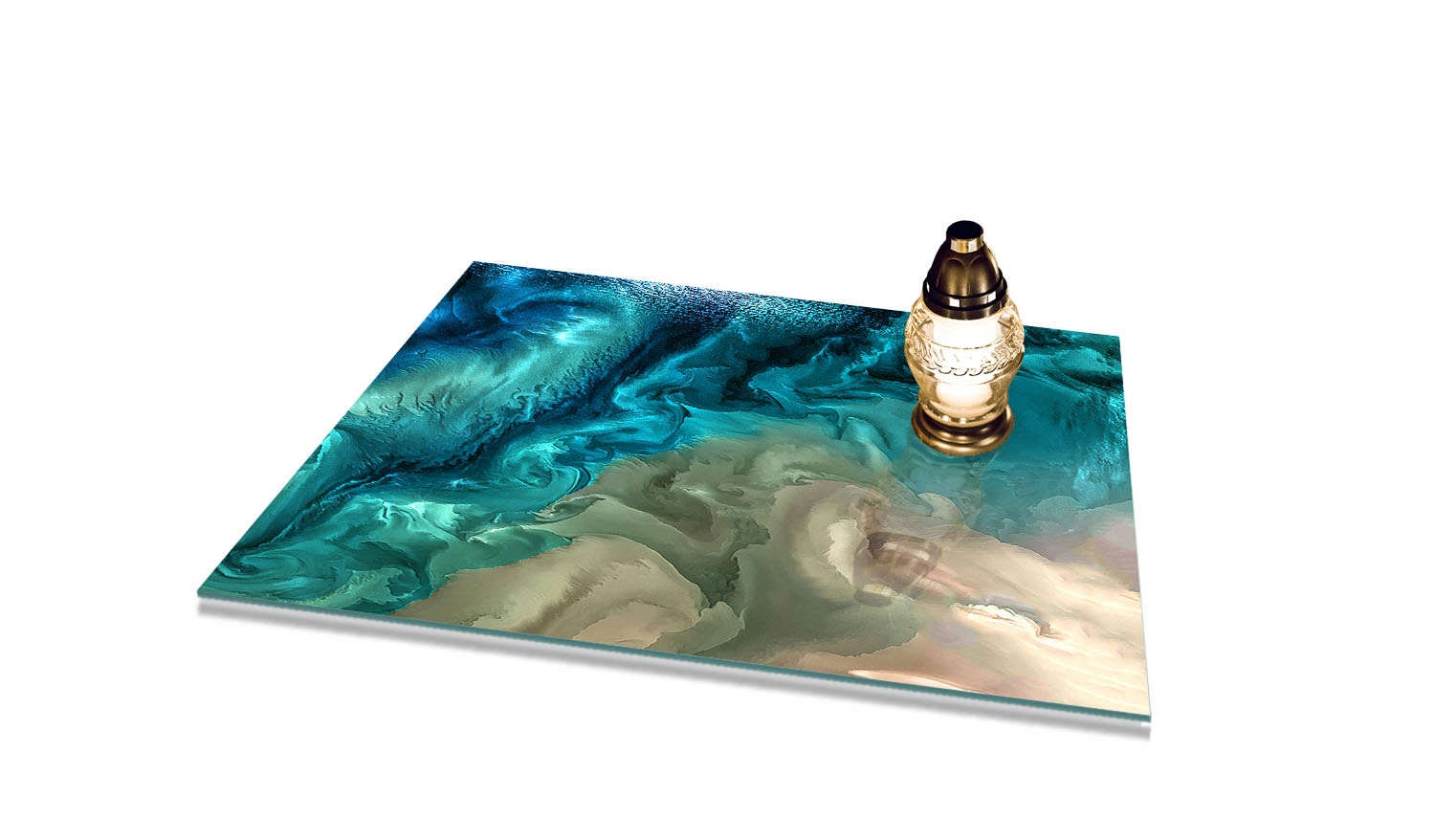 Podstawka pod ZNICZE Kwiaty szkło hartowane na CMENTARZ POMNIK 60x52cm