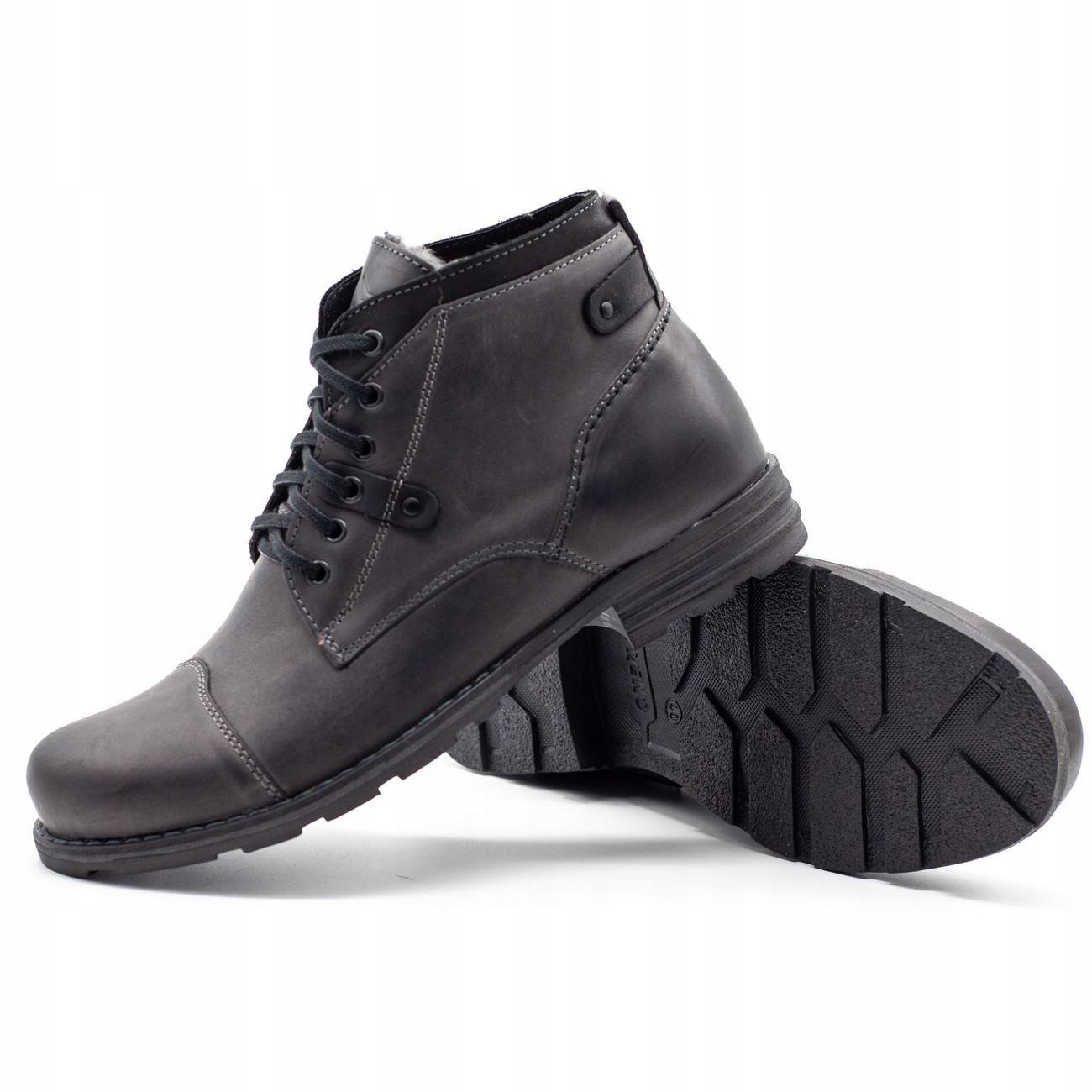 BUTY męskie OCIEPLANE ZIMOWE SKÓRA C15s szare 43 Marka Polbut