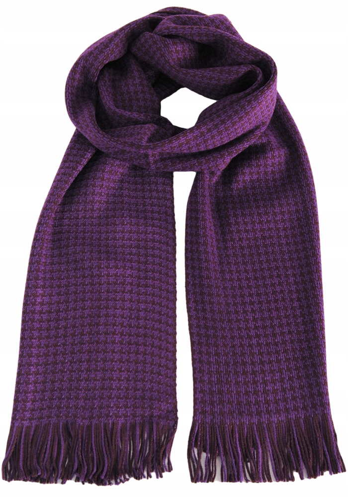 KURZA STOPKA Pepitka Szalik Zimowy FIOLETOWY af13 Długość (cm) 180 cm