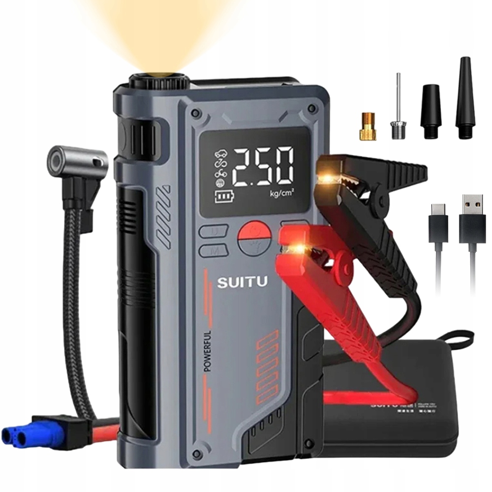 Power Banka Silná Pro Nouzové Startování Auta S Funkcí Pumpy 20000 mAh 12 V