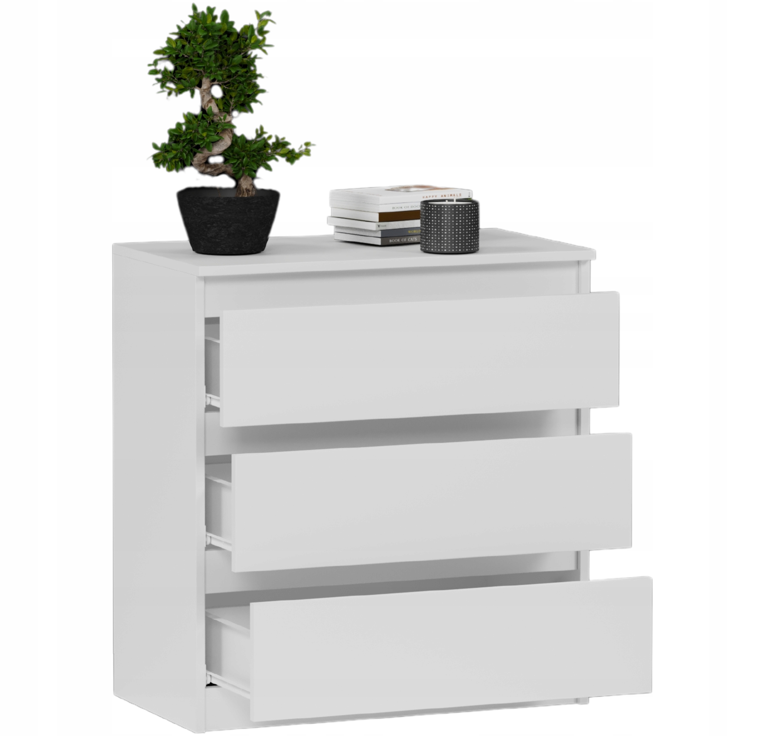 Modna DUŻA KOMODA 3 SZUFLAD SZAFKA Biała PL R-3