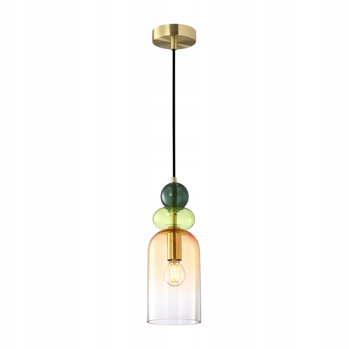 Lampa Wisząca Kolorowa Szklany Klosz Italux Manso PND-37462C-MC-GD Złota