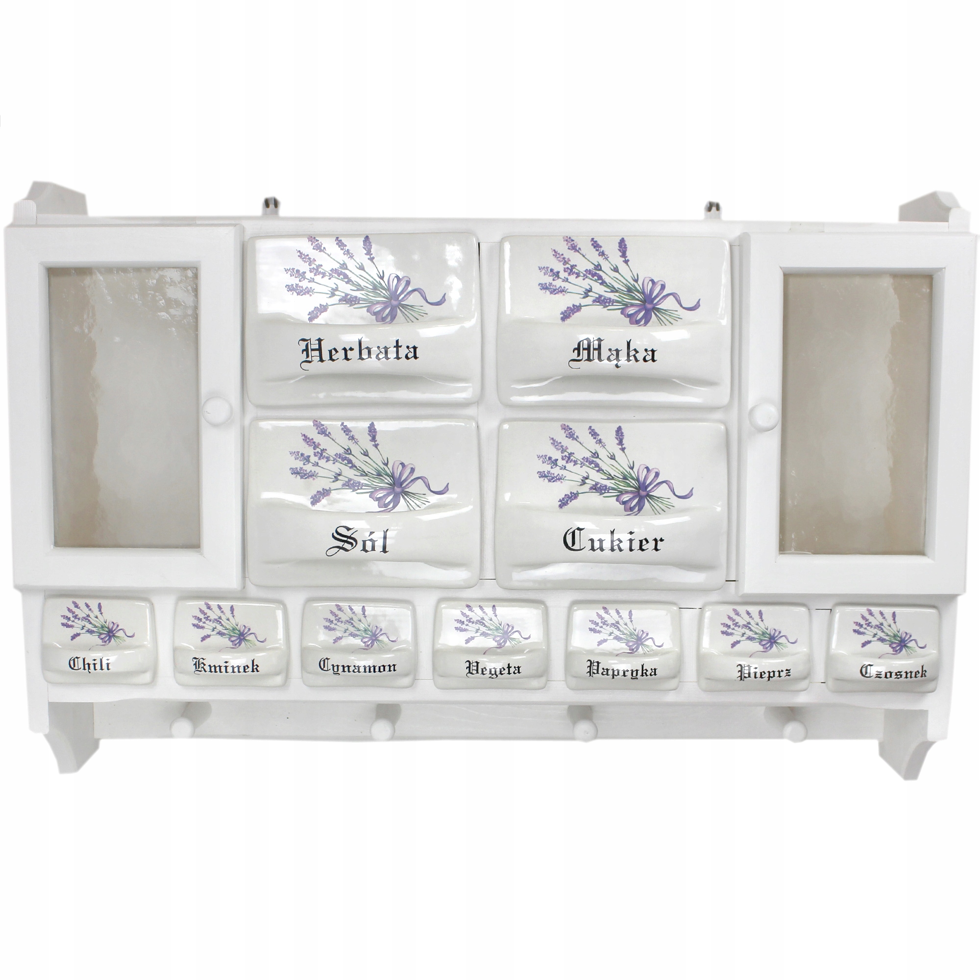 Regál na keramické korenie, zásuvky, motív levandule, Individuálny