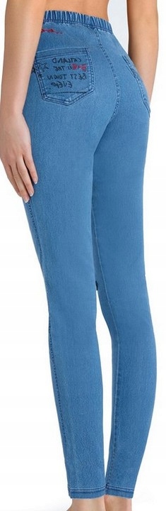 CALZEDONIA Spodnie Jeans Napisy Patch SKINNY S 36 Model MODP0768