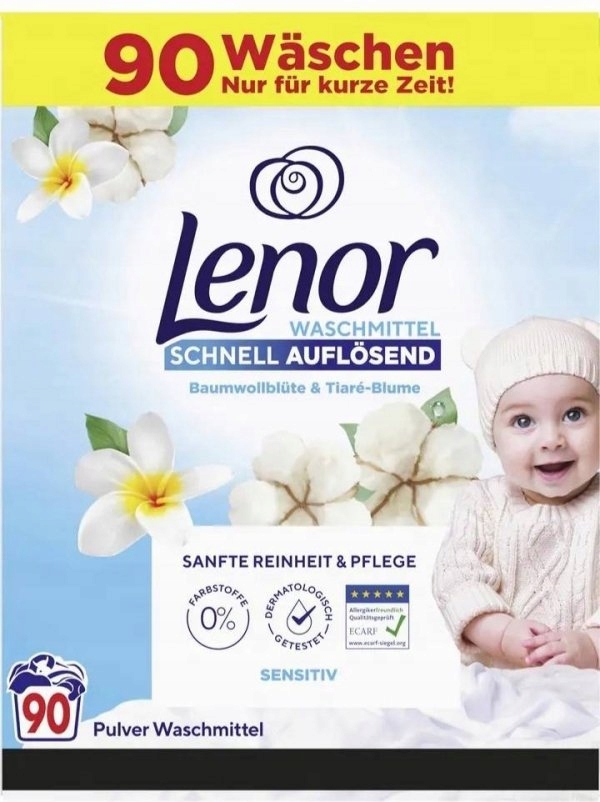 Lenor proszek do prania Sensitive dla Dzieci i Alergików 90 prań 4,5 kg De