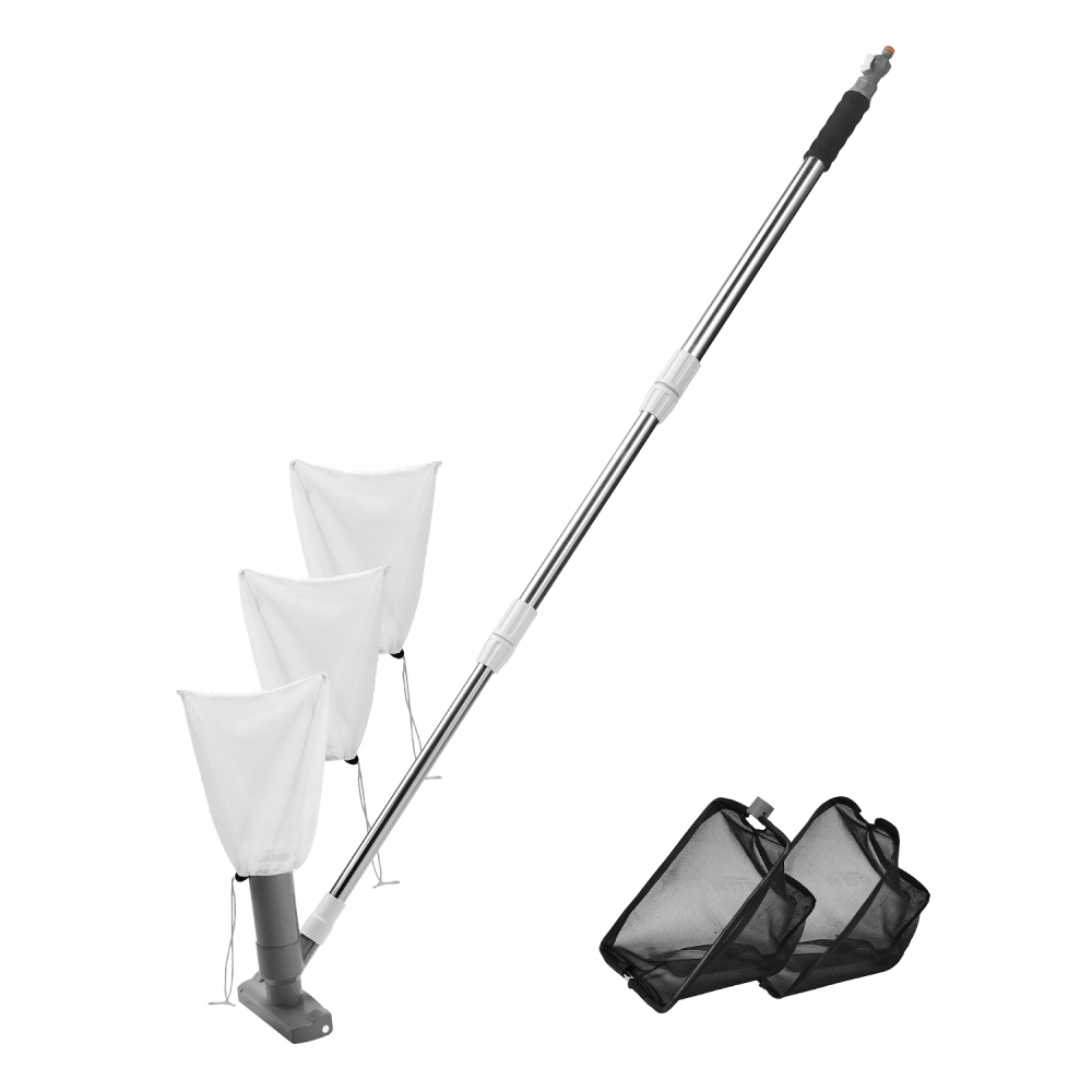 Zestaw do czyszczenia oczek wodnych basenów regulowany trzonek worki Bradas