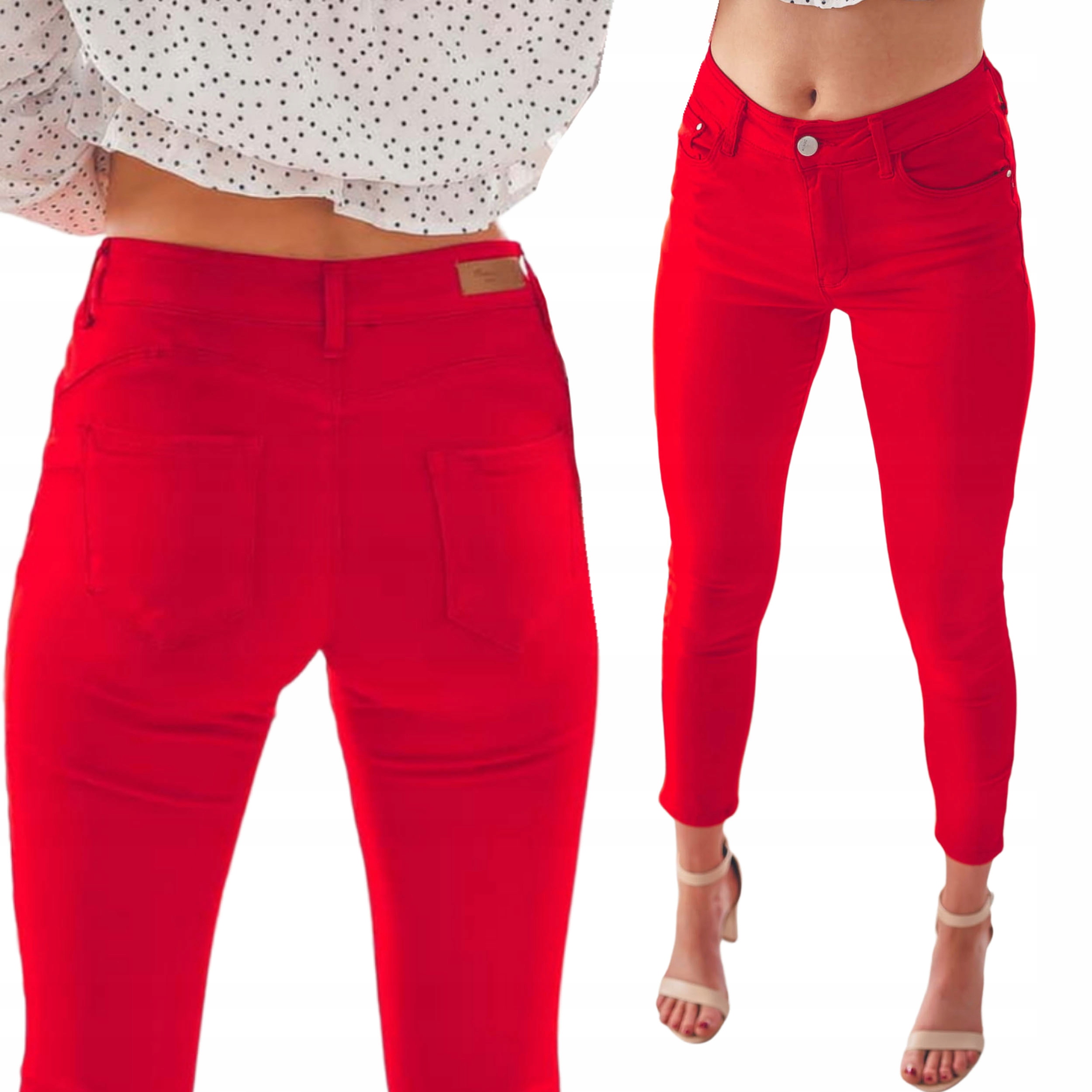 

Czerwone jeansowe damskie spodnie plus size up 2XL