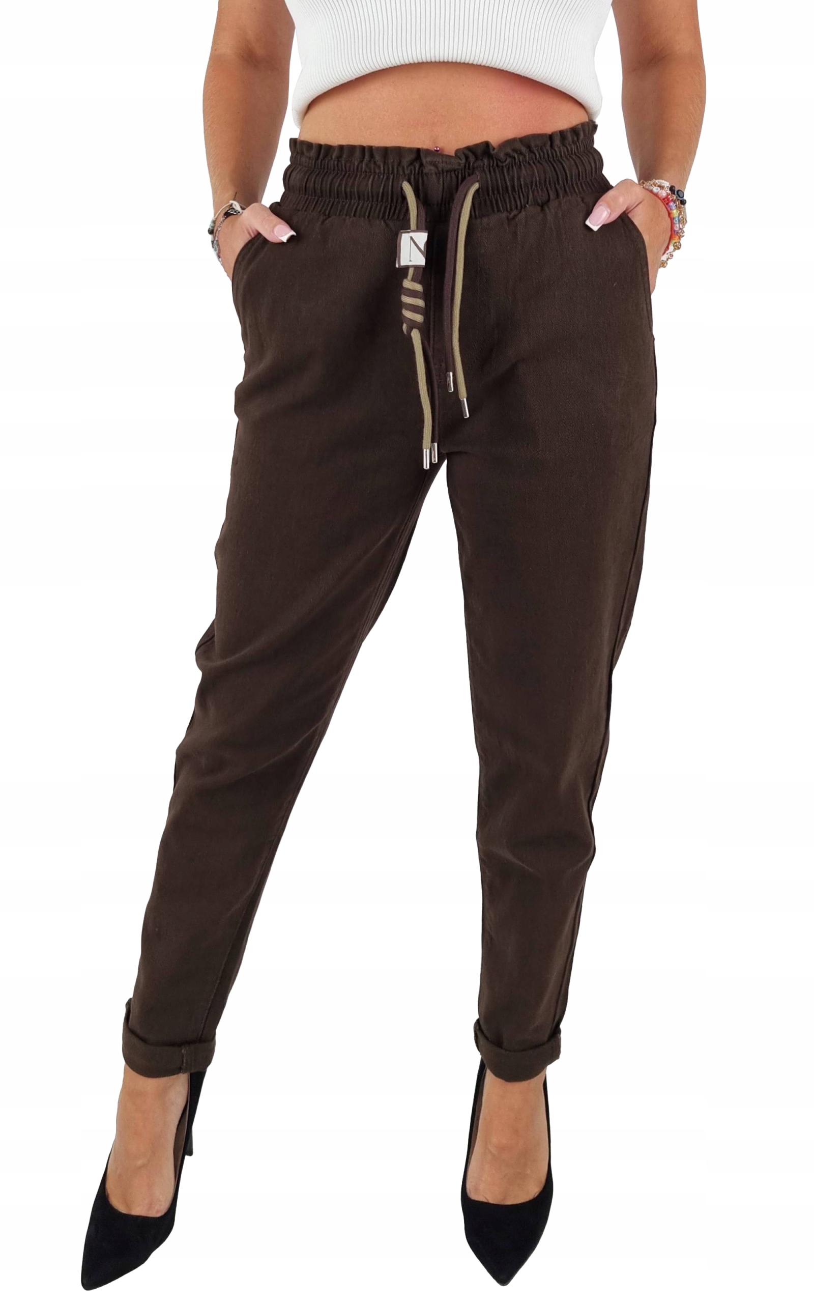 Dámské Mom Fit Džíny S Vysokým Pasem A Volnými Nohavicemi Hnědé 38/M