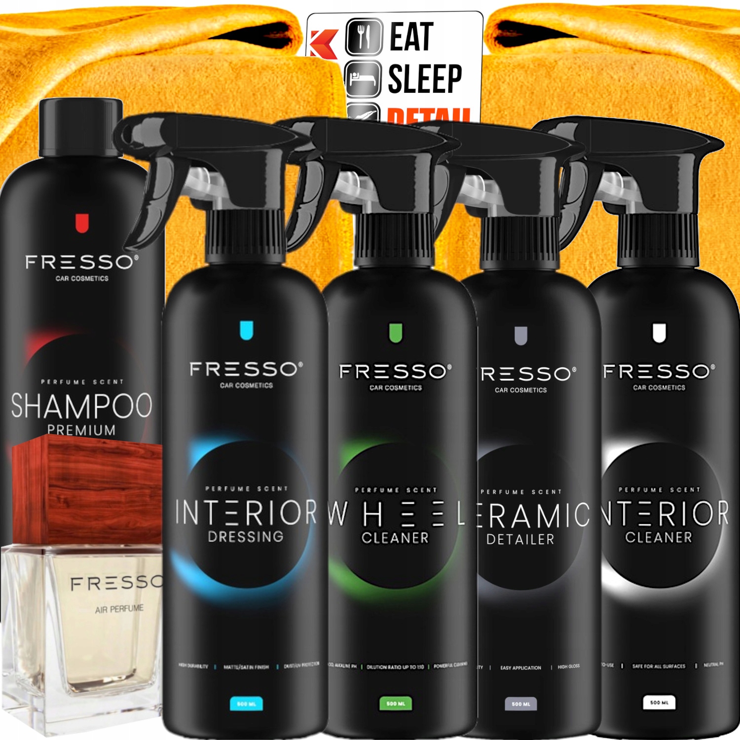 FRESSO ZESTAW KOSMETYKÓW DO AUTA PREZENT + FRESSO GENTLEMAN PERFUMY DO AUTA