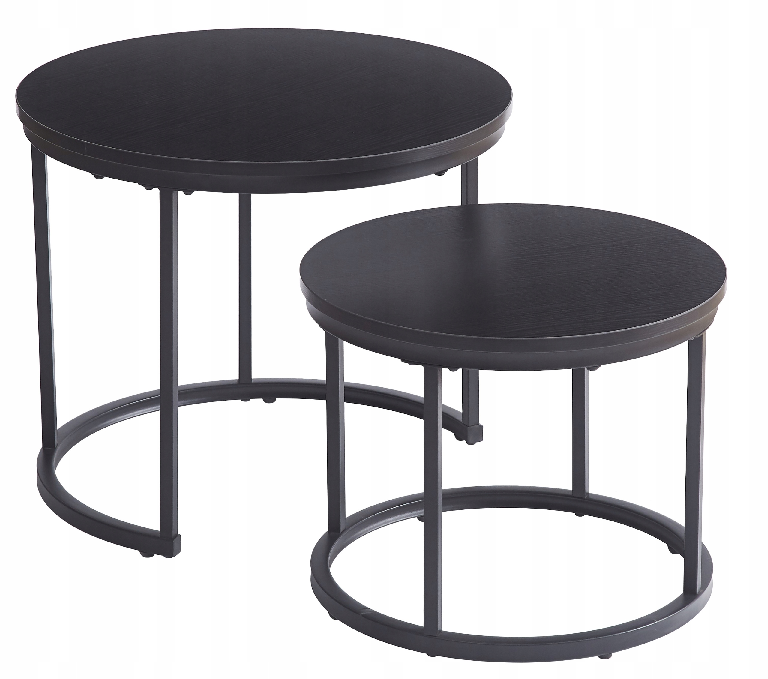 Kávové stolíky Loft Sada 2v1 Okrúhly dub čierny Moderný dizajn
