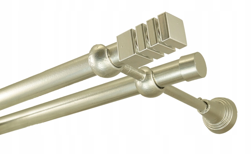

Karnisz metalowy fi 19 podwójny 210 cm bez żabek
