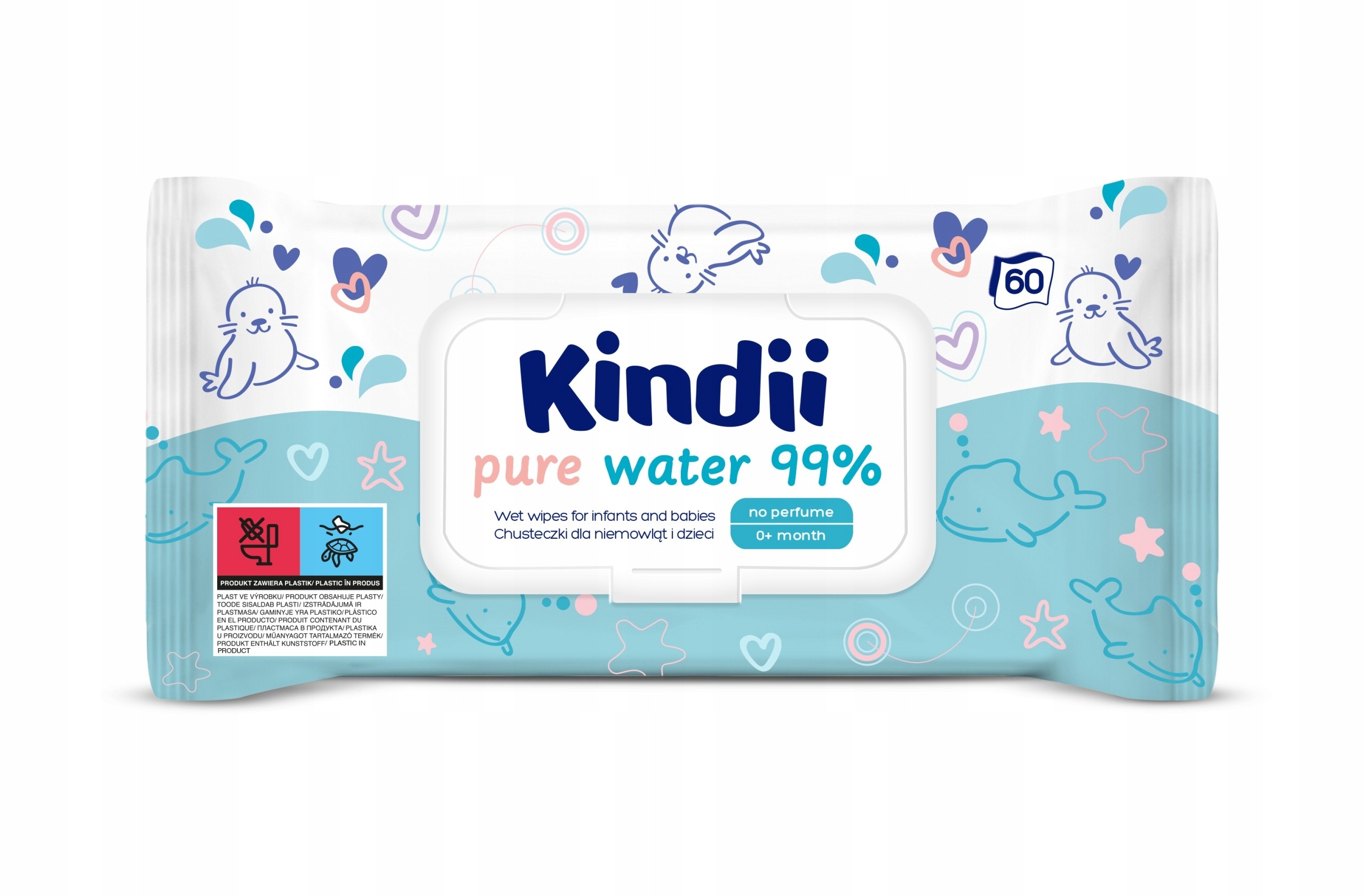 KINDI CHUSTECZKI WODNE Pure Water 99% 60szt