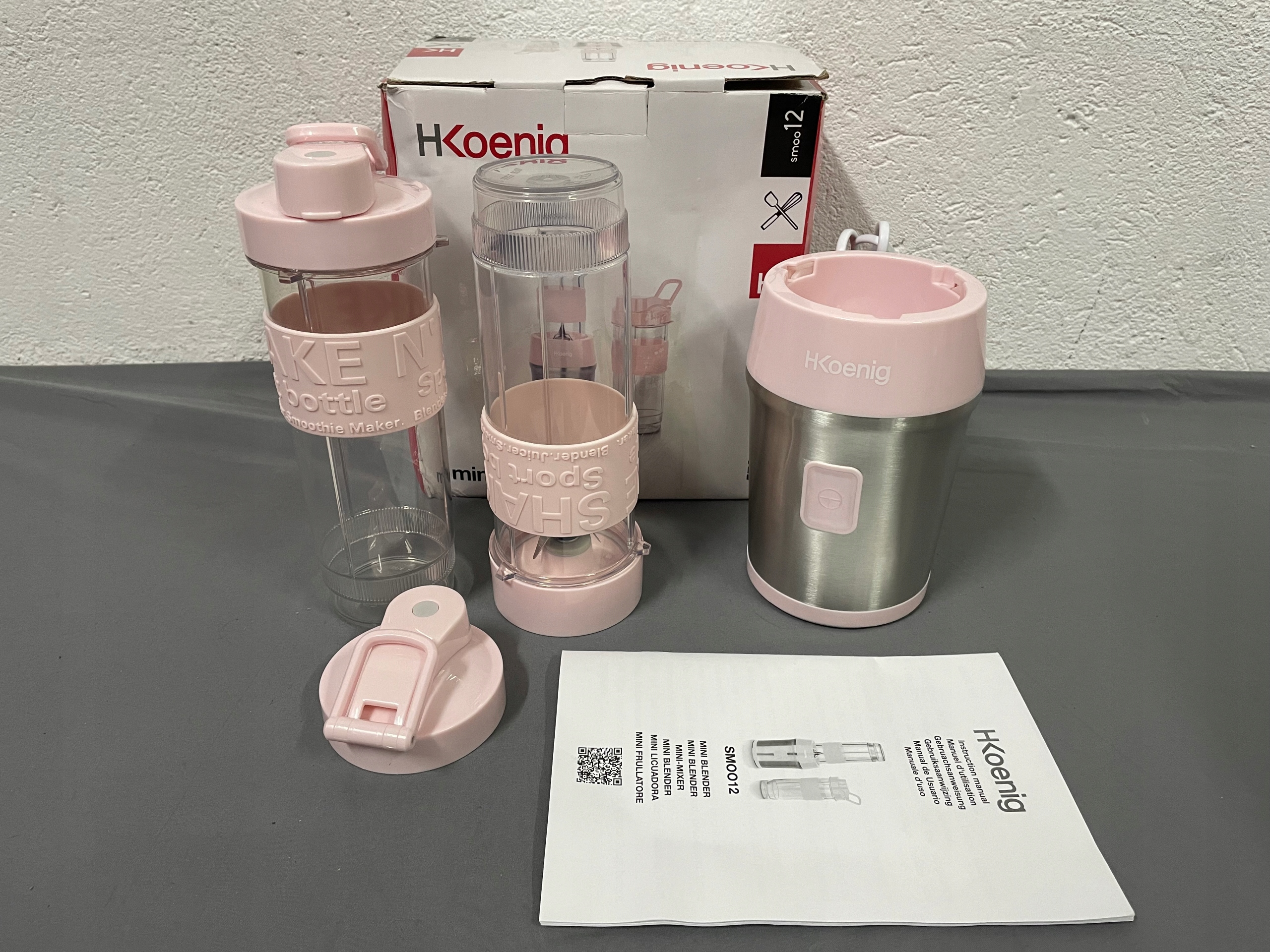HKOENIG Mini Blender Smoothie 570ml 300W BPA Free 2 Butelki Pastelowy Róż — miniatura 9