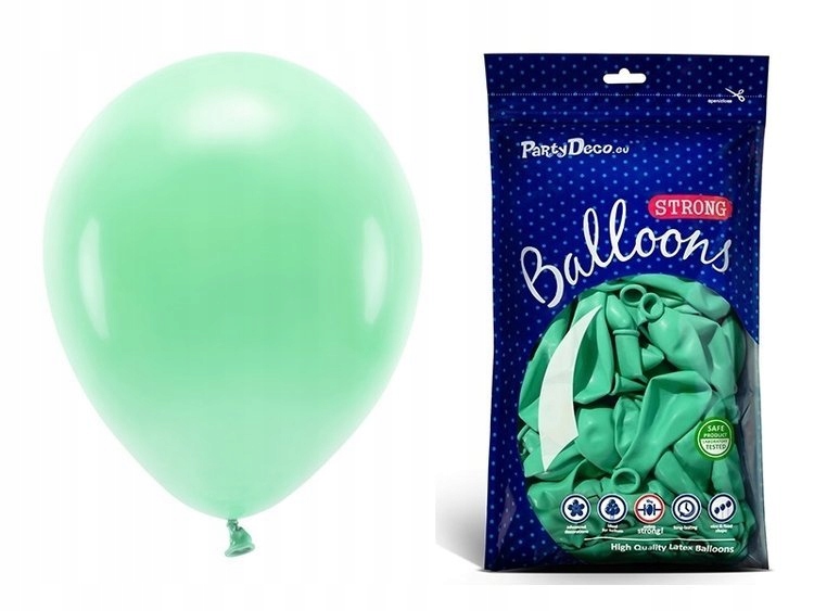 

Miętowe balony pastelowe 12 cm urodziny 100 sztuk
