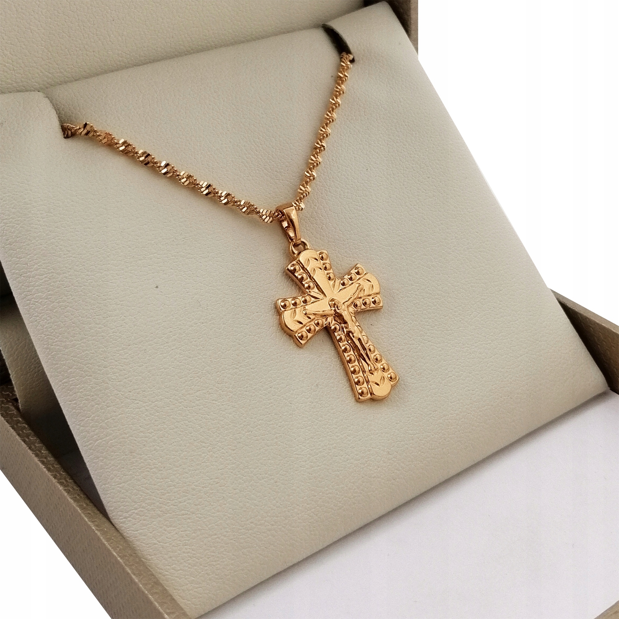 ZŁOTY ŁAŃCUSZEK SINGAPUR 60CM + KRZYŻYK NA PREZENT Marka Inna marka