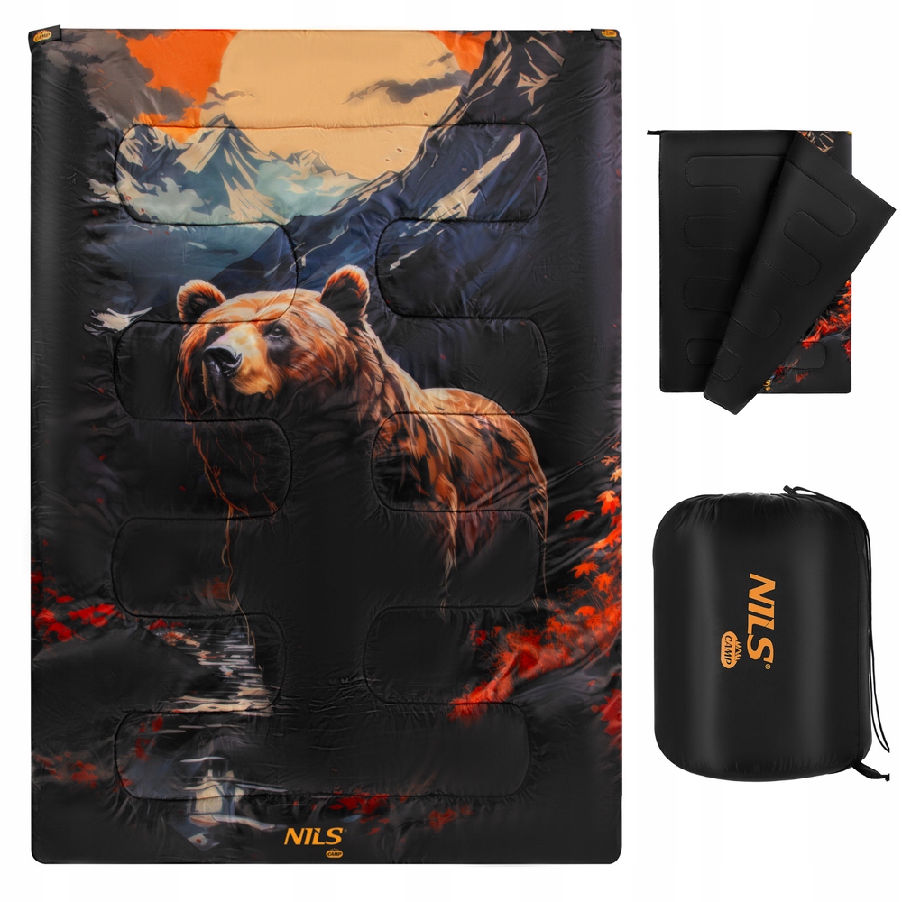 Turistický teplý kempingový spací pytel 3v1 s potahem, 200 x 140 cm