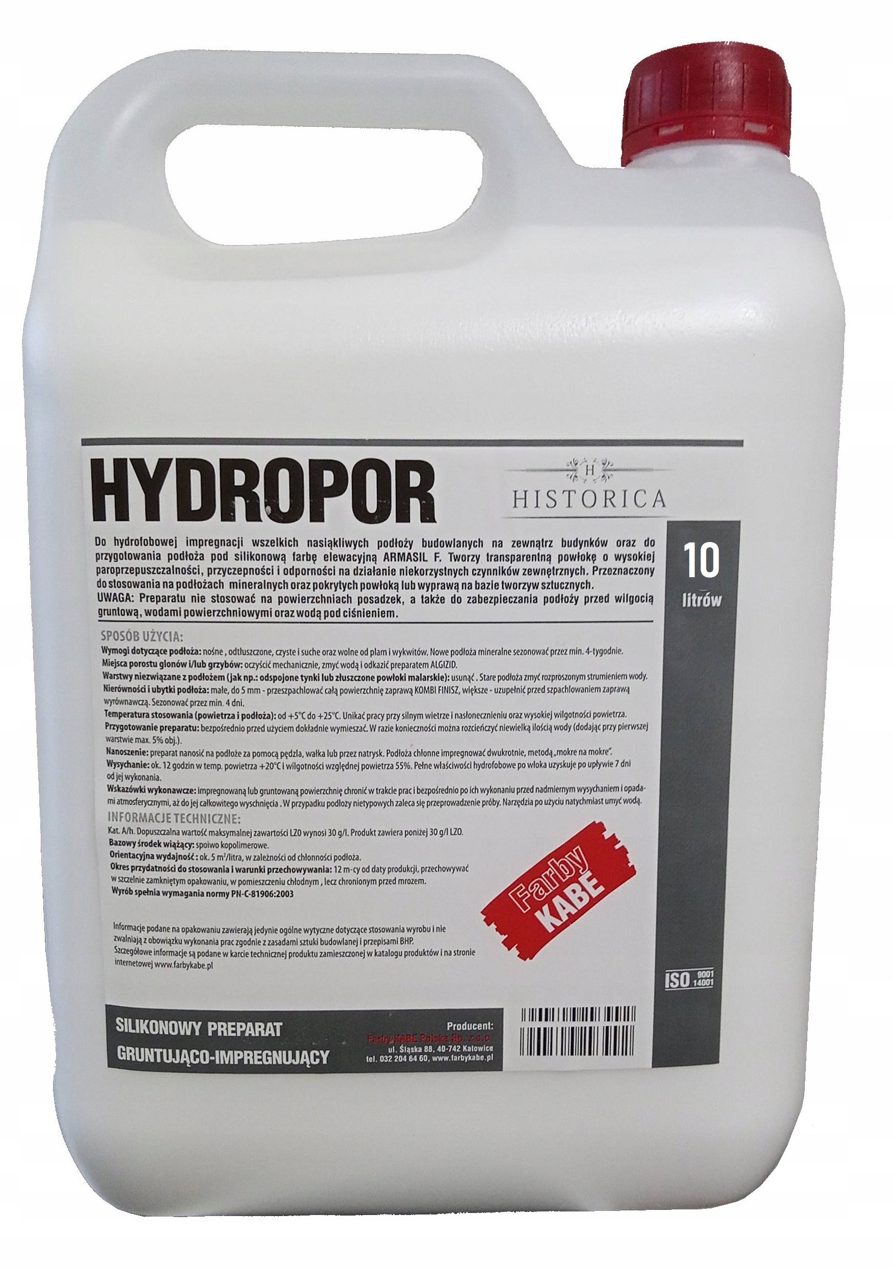 

Kabe Hydropor Grunt Pod Farby Silikonowe 10L