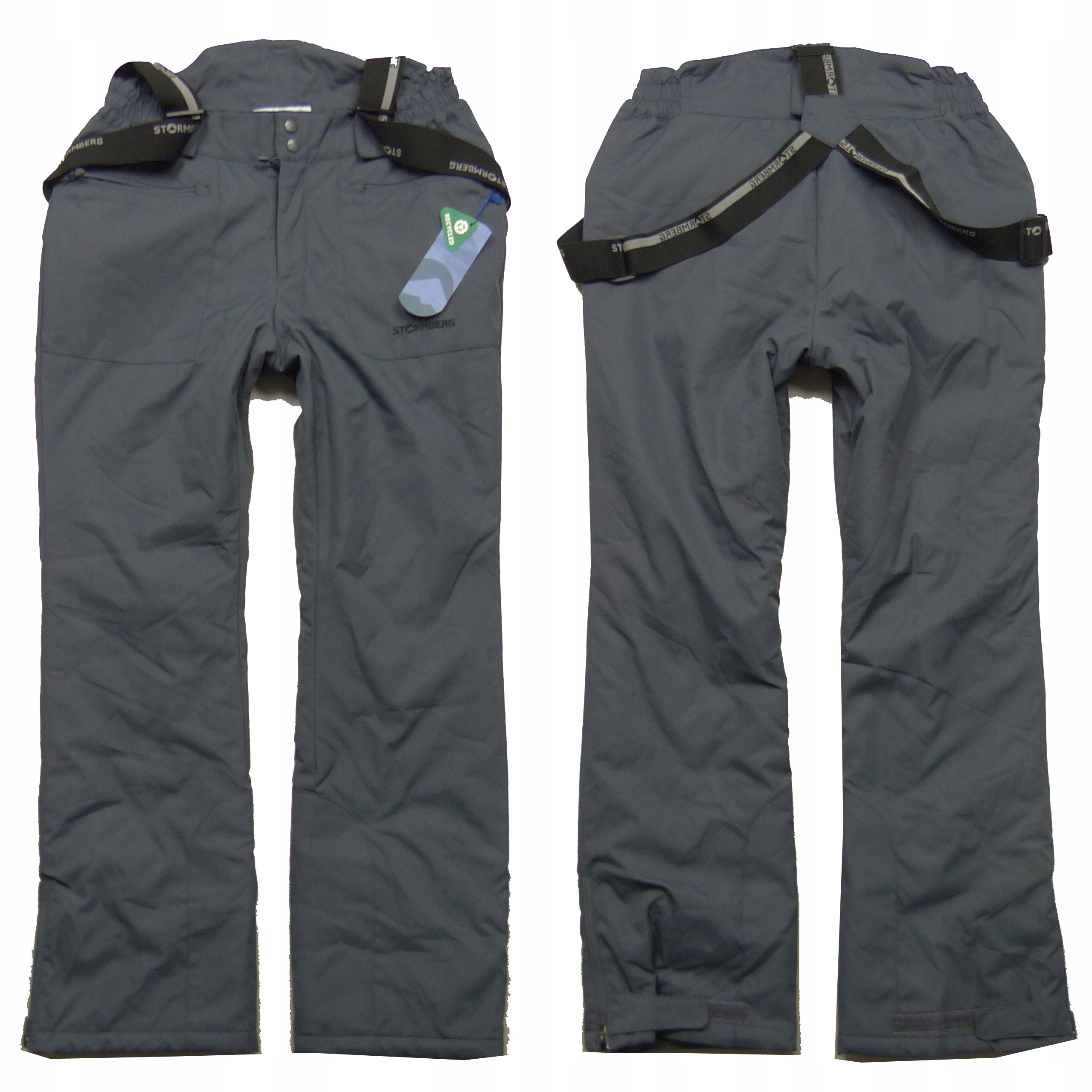 Stormberg szare nowe ocieplane spodnie narciarskie z szelkami rozm. L