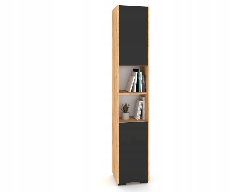 Stojící sloupek Skříňka do obývacího pokoje Vitrína Komoda Pawlacz Craft Černá Mat