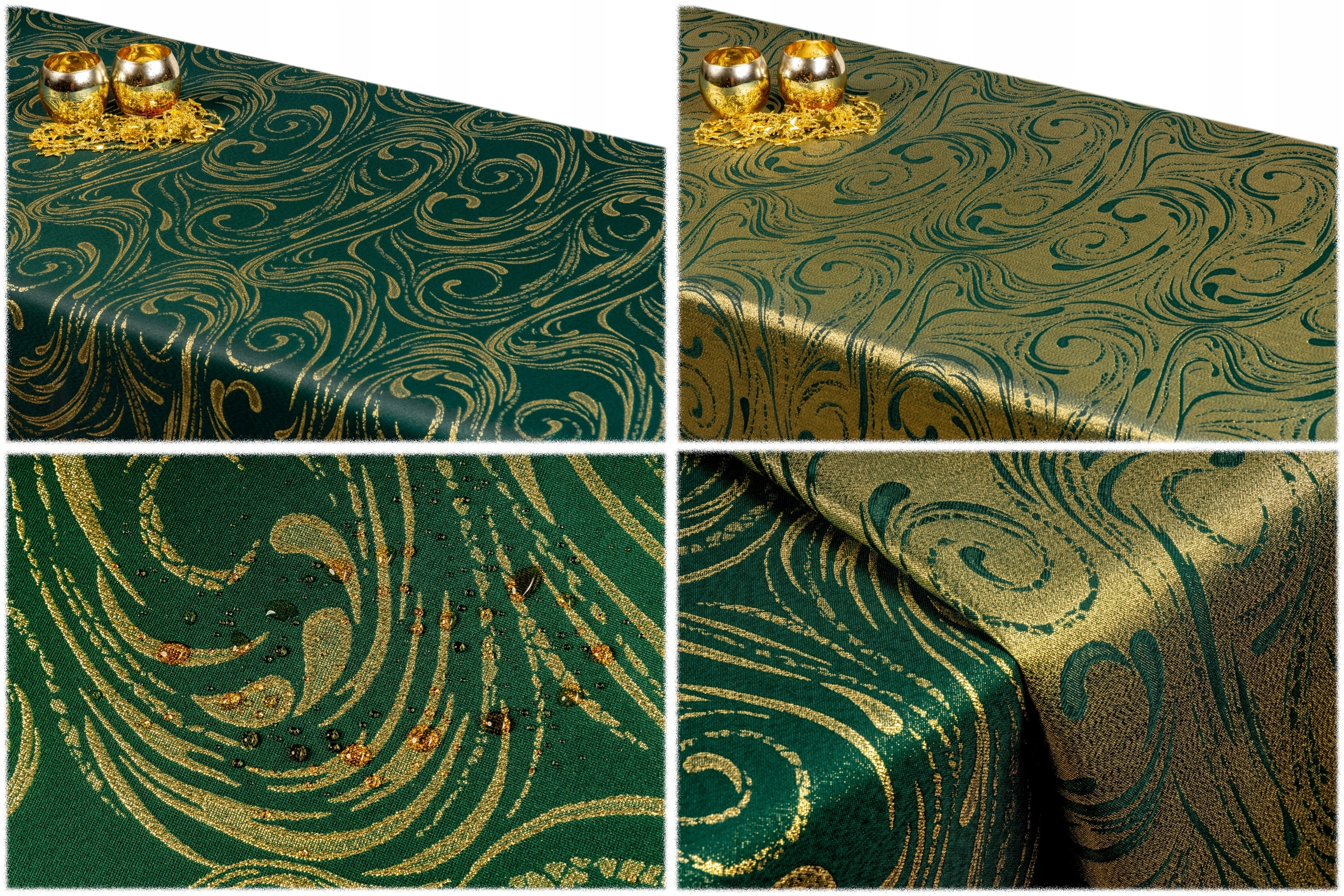 Plamoodporny obrus Dwustronny 130x160 butelka Zielony mazaje Złoty jakość