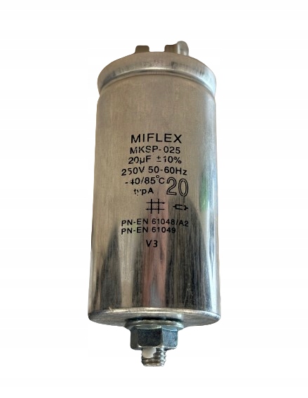 Kondensator aluminiowy 20uF/250V różne Mksp 025 10%, trzpień