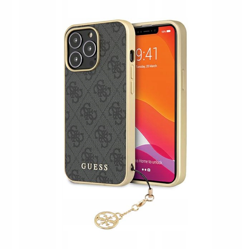 Guess 4G Charms Collection – Pouzdro pro iPhone 14 Pro (šedé)