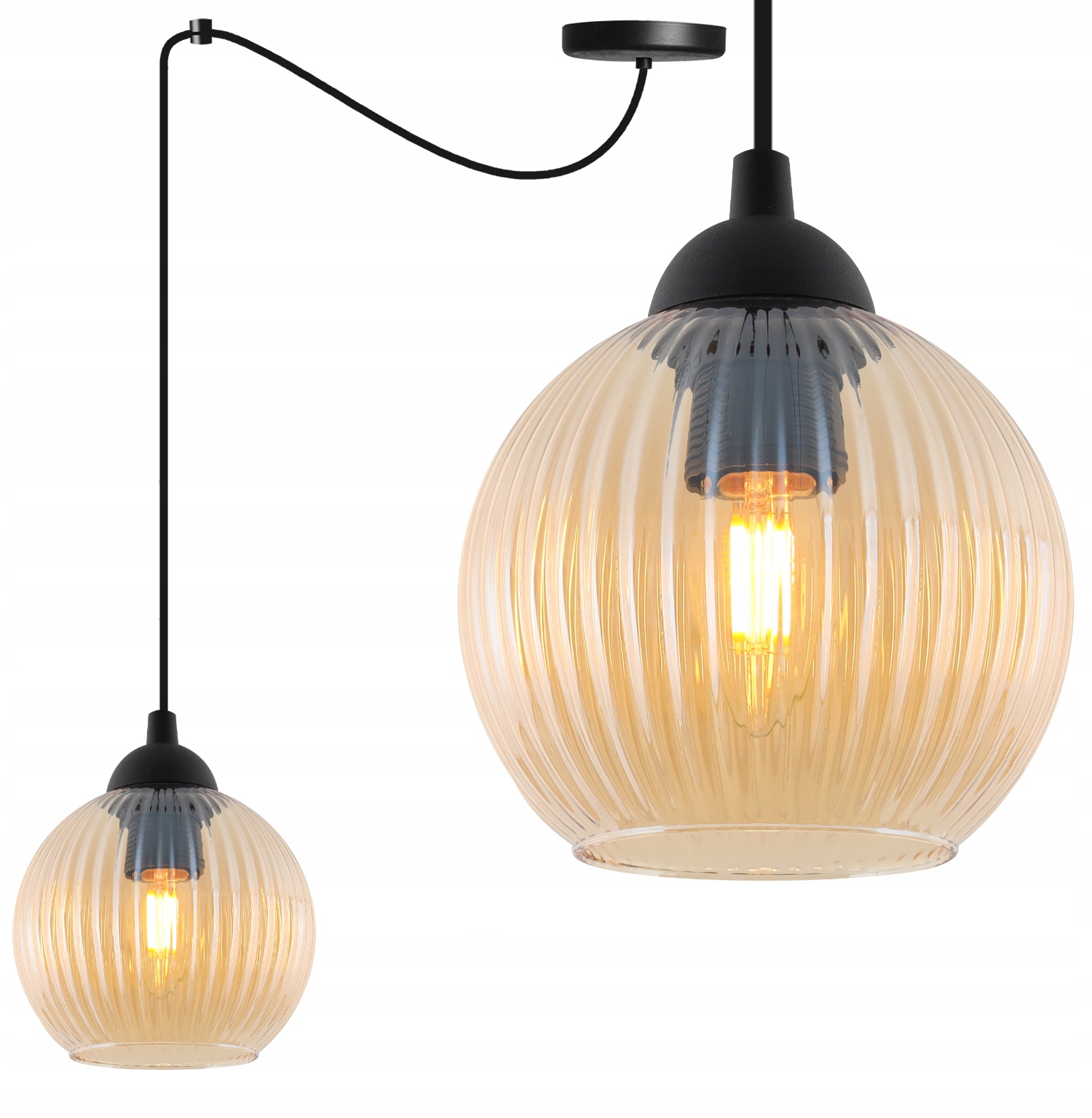 Závěsná Stropní Lampa, Lustr, Pavouk, Jednoduchý, Ryhovaná Skleněná Koule E27