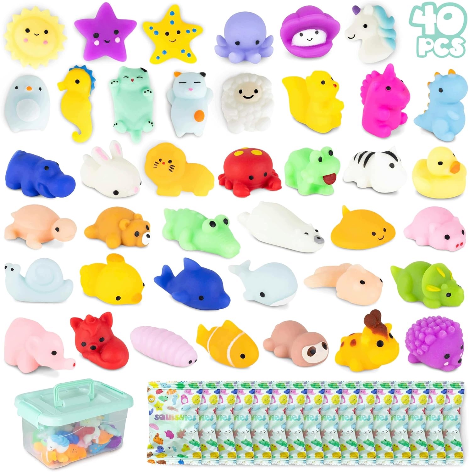 Mochi Squishy Zabawki Antystresowe 40 szt. Wielobarwne Bez Duplikatów