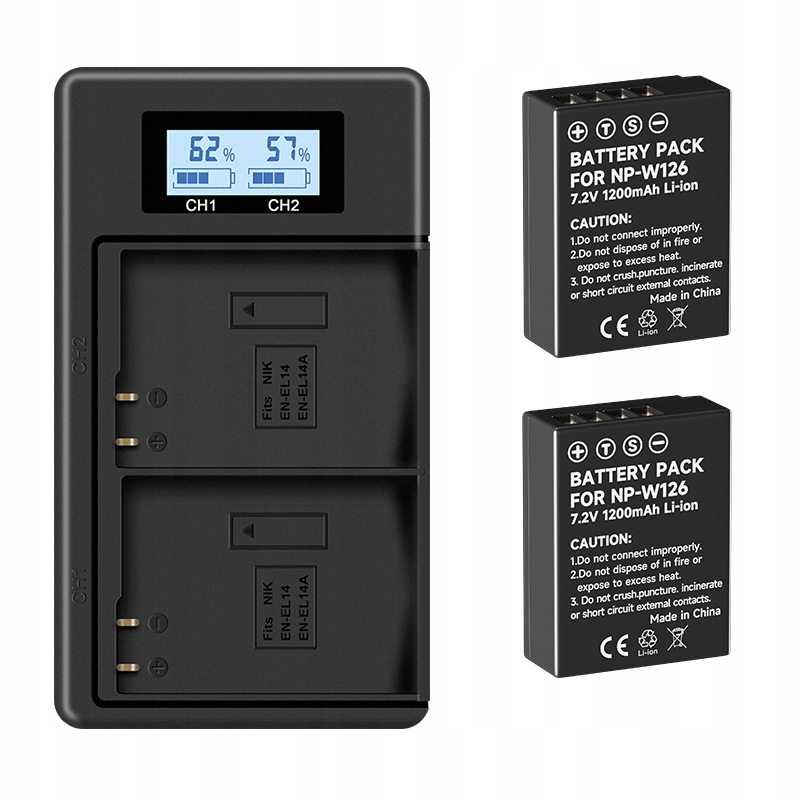 2x Bateria NP-W126 do Fujifilm X100F X-PRO1 X-PRO2 X-A1/A2/A3 Ładowarka