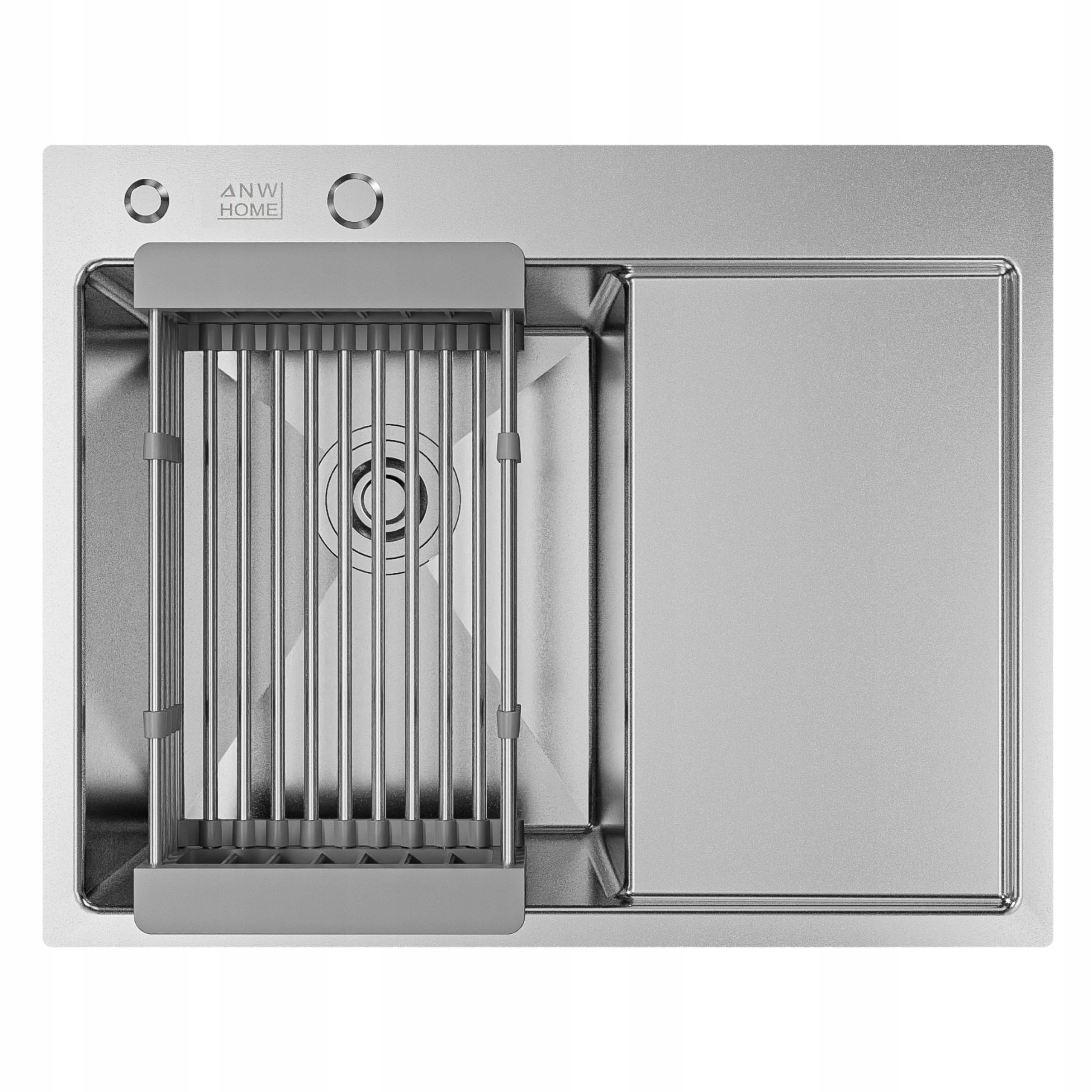 Zlewozmywak kuchenny srebrny Nano wpuszczany 63x50x22 stal 304 Syfon