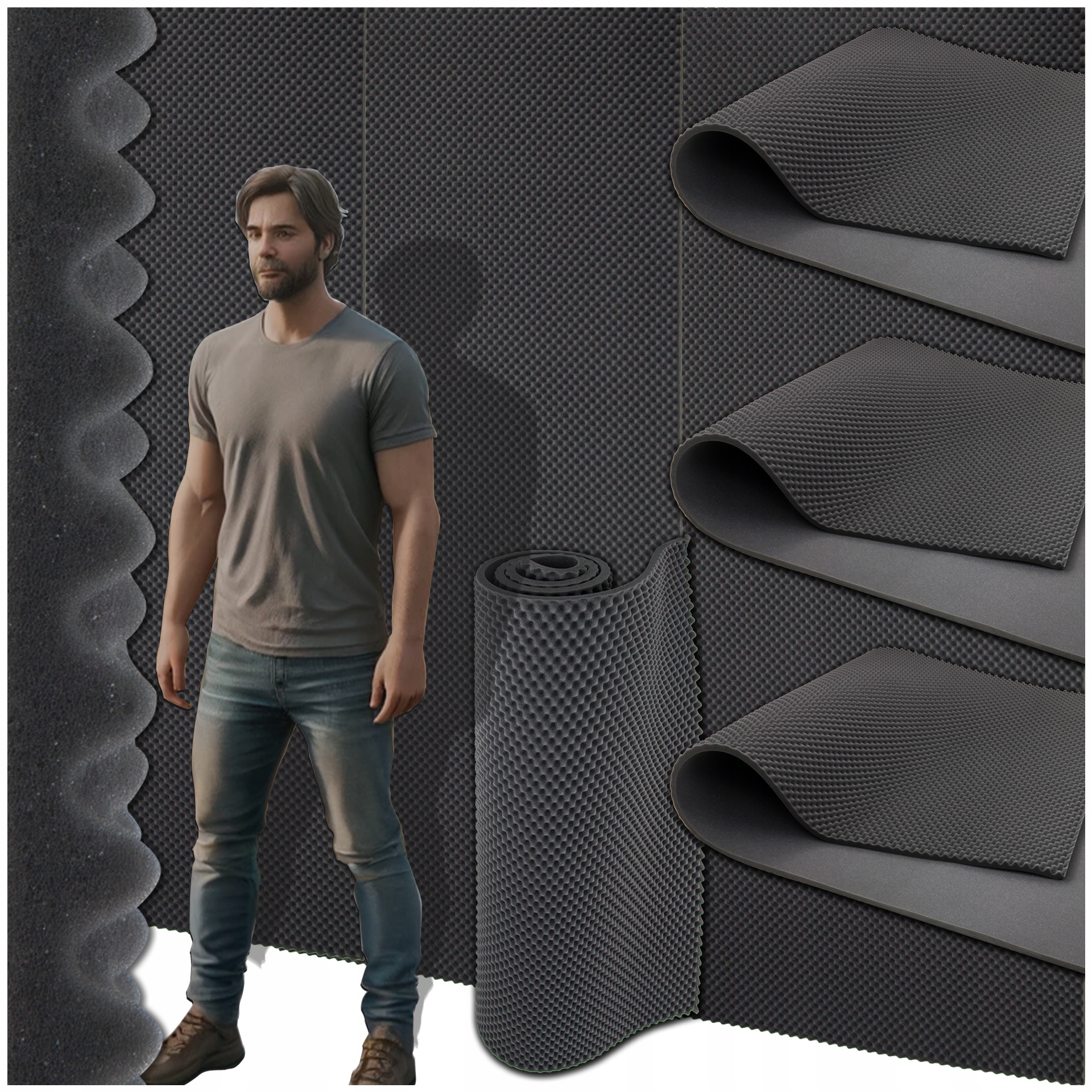 Akustická pěnová tlumící podložka Fala 2x1 m 2 cm