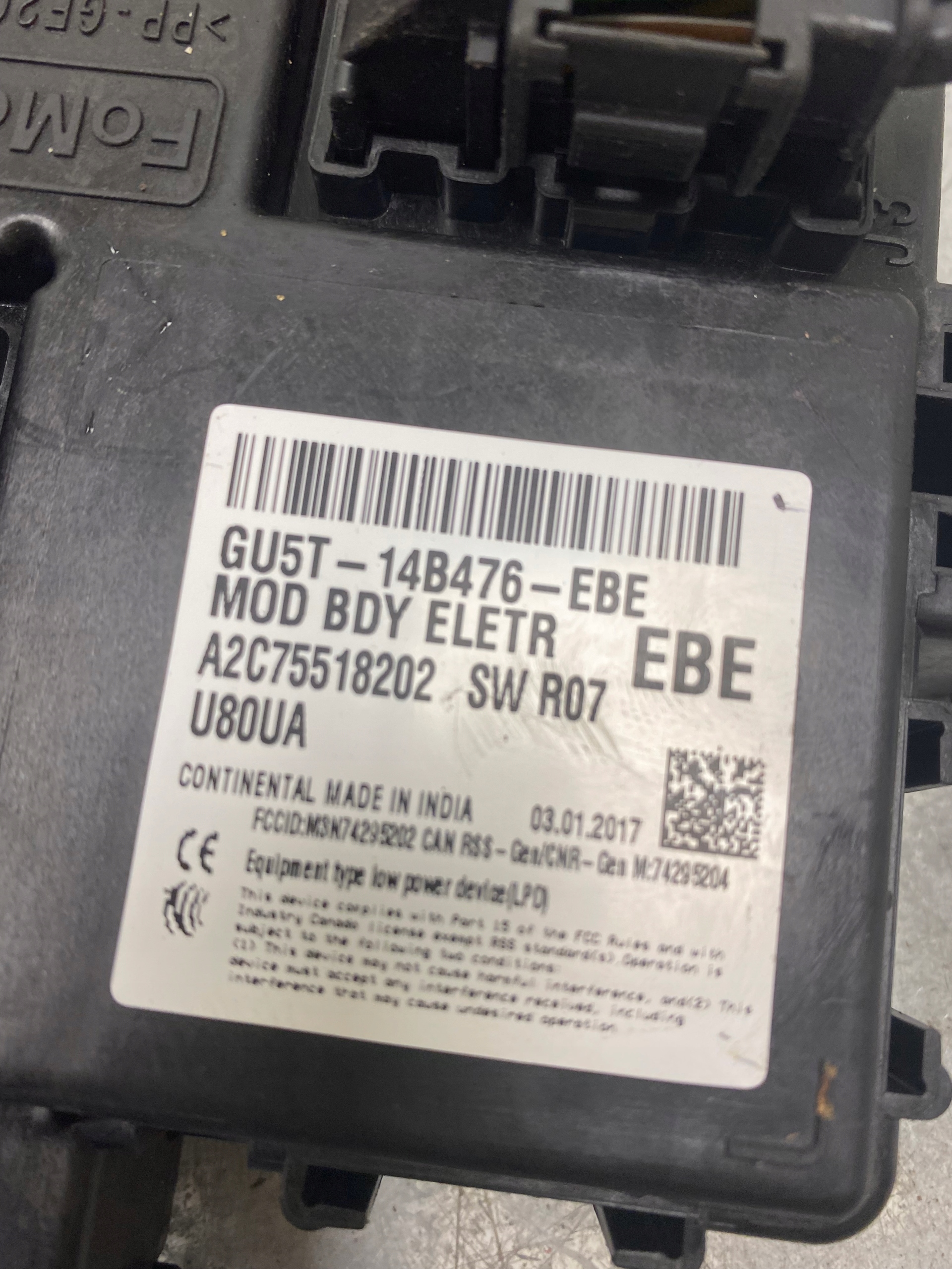 FORD KA + Positif Module Boîte BSI GU5T-14B476-EBE