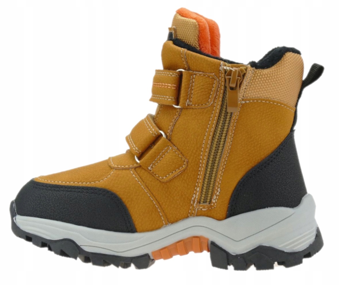 BUTY ZIMOWE CHŁOPIĘCE OCIEPLANE ŚNIEGOWCE RZEPY 27 Kolor brązowy