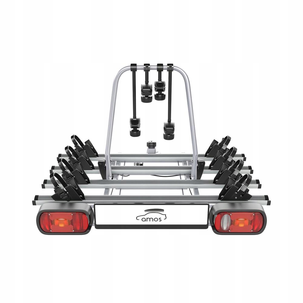 BAGAŻNIK ROWEROWY NA HAK PLATFORMA 4 ROWERY - AMOS - UCHYLANY 13 PIN ZAMEK Producent AMOS