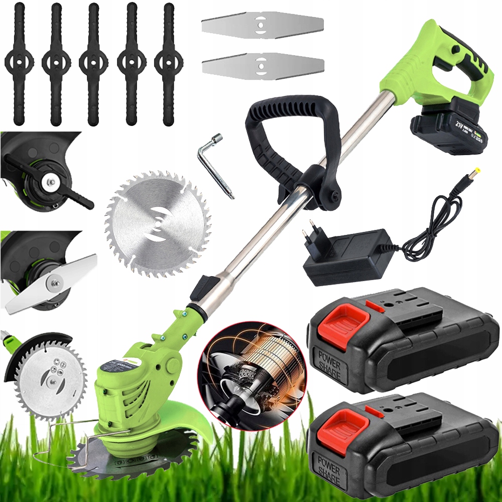 Aku Vyžínač Křovinořez Zahradní Sekačka Na Trávy 2XAKU Sada