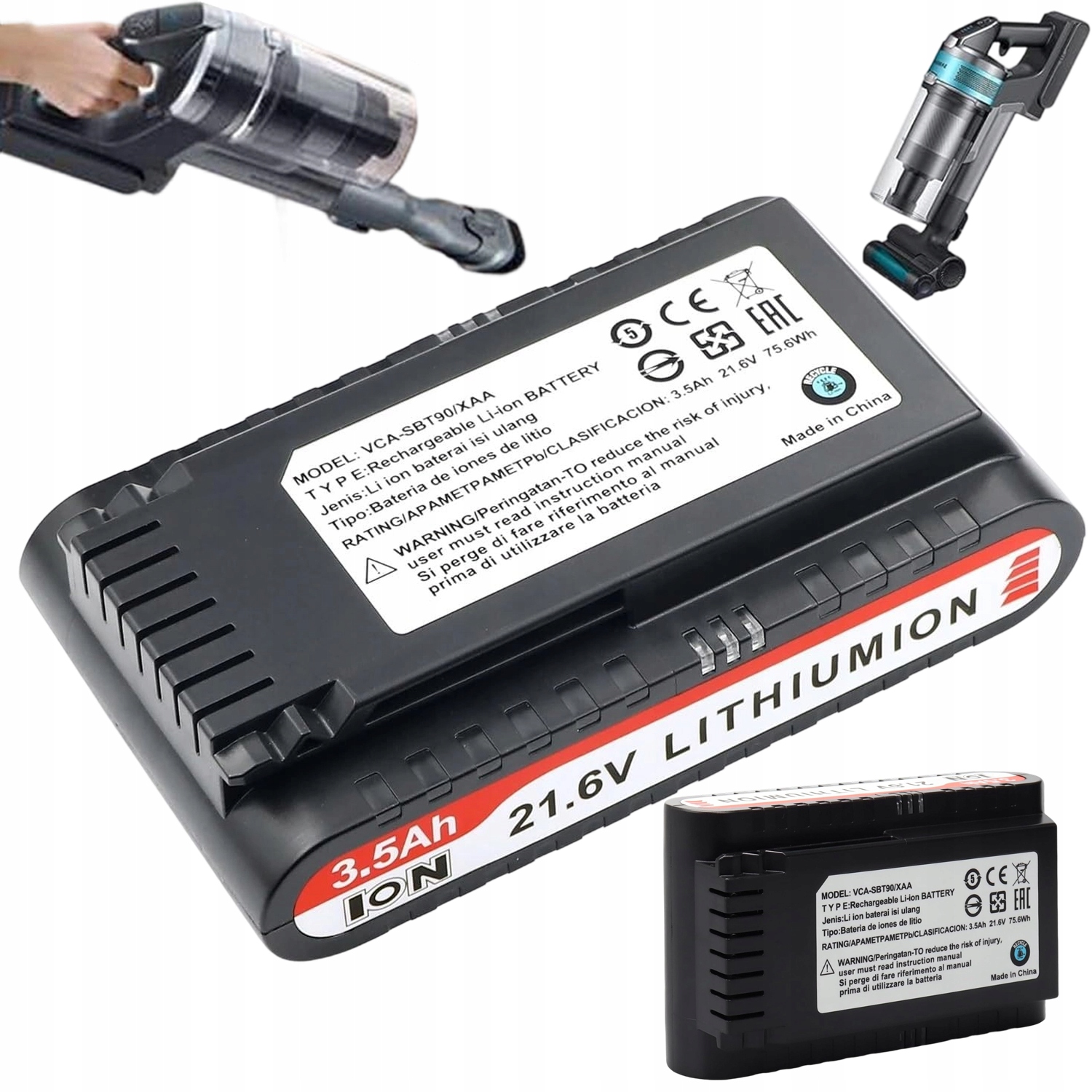 Náhradní Lithium-iontová Baterie 21.6 V 3.5 Ah Pro Ruční Vysavač Jet 75 90
