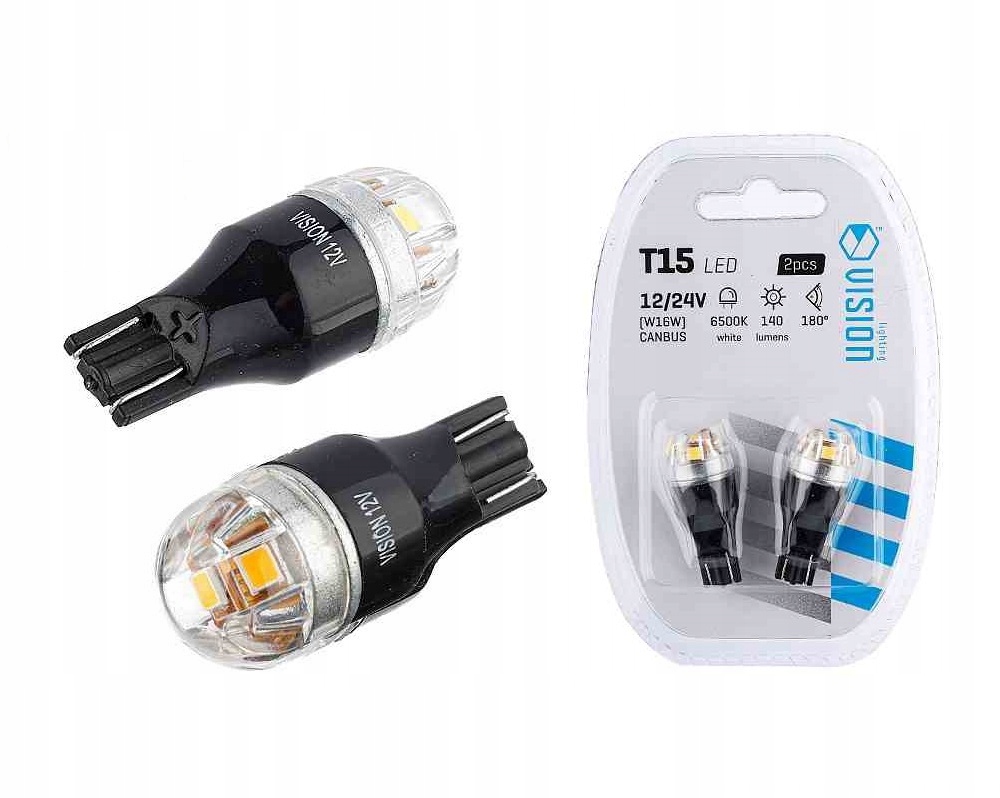 

Żarówki Led W16W T15 12/24V Canbus Biała Moc 140lm