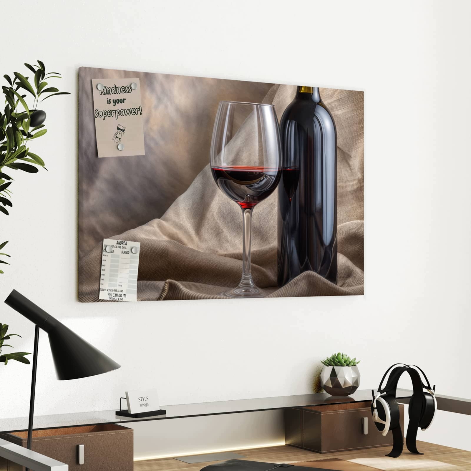 Magnetická tabule Víno Sklo 60 × 40 cm