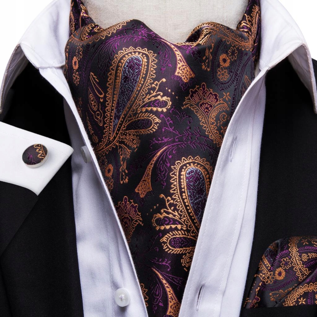Hedvábný fularový kravat Ascot Žakárový módní set
