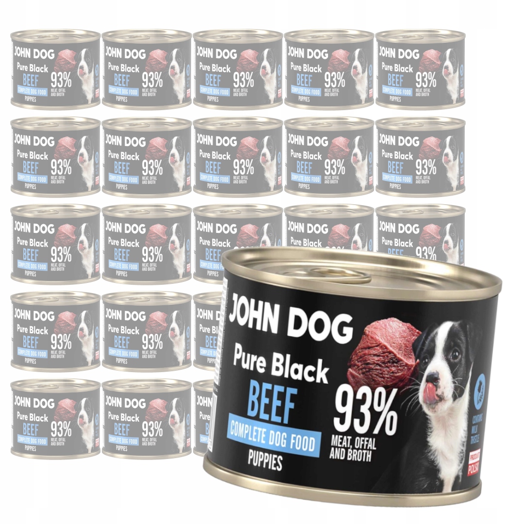 John Dog Pure Black Beef Puppies 24x200g Vlhké Krmivo pro štěňata Hovězí maso