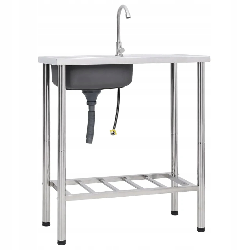 Fionshop 262969645 Kempingový dřez jednoduchý s baterií nerezová ocel