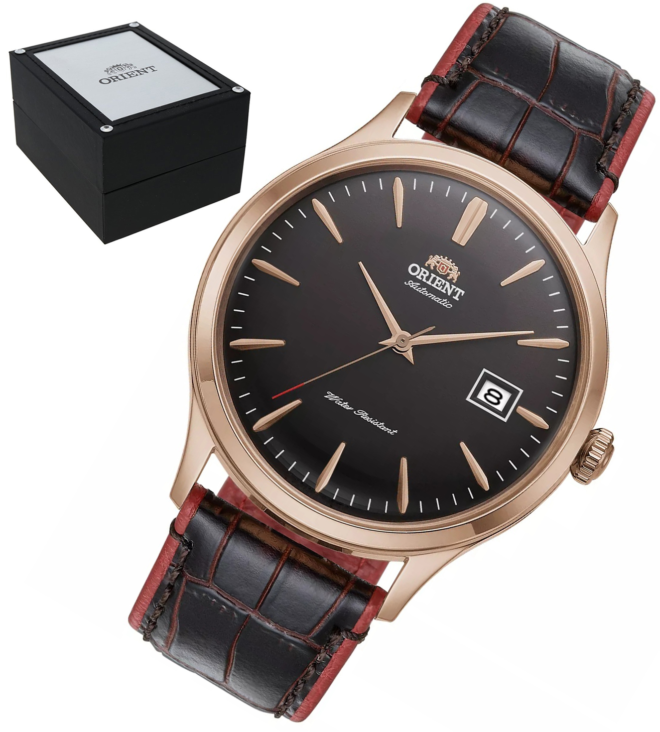 Pánské Hodinky Orient TAC08001T0 s automatickým náramkem, model Bambino krabička