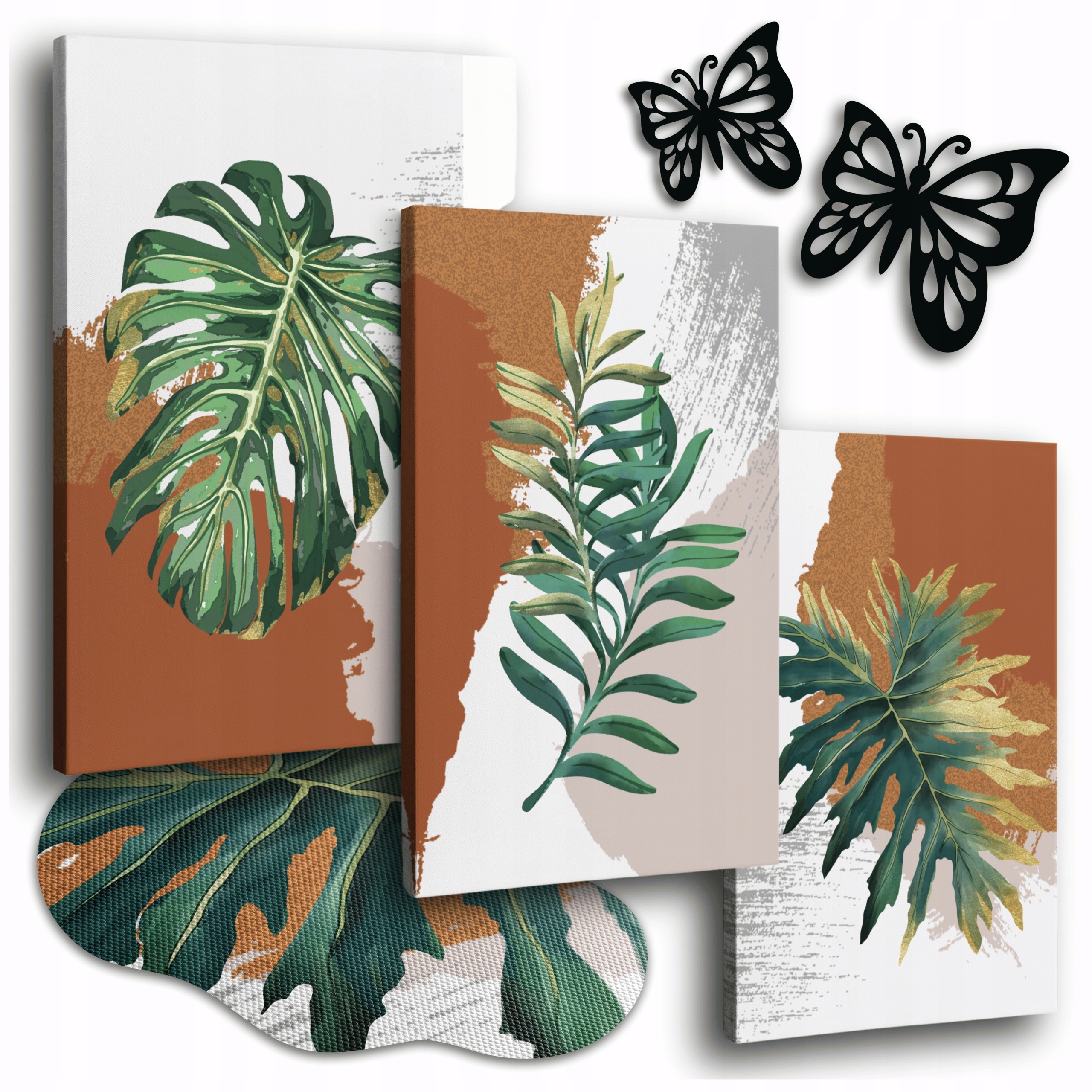 Obraz Na Plátně Listy Monstera 150x70 cm Obrazy Do Obývacího Pokoje Na Zeď 3 Ks